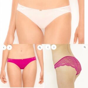 BeMe New York (Set of 2) Lace Back Bikini Underwear (Nude & Magenta) Small NWT